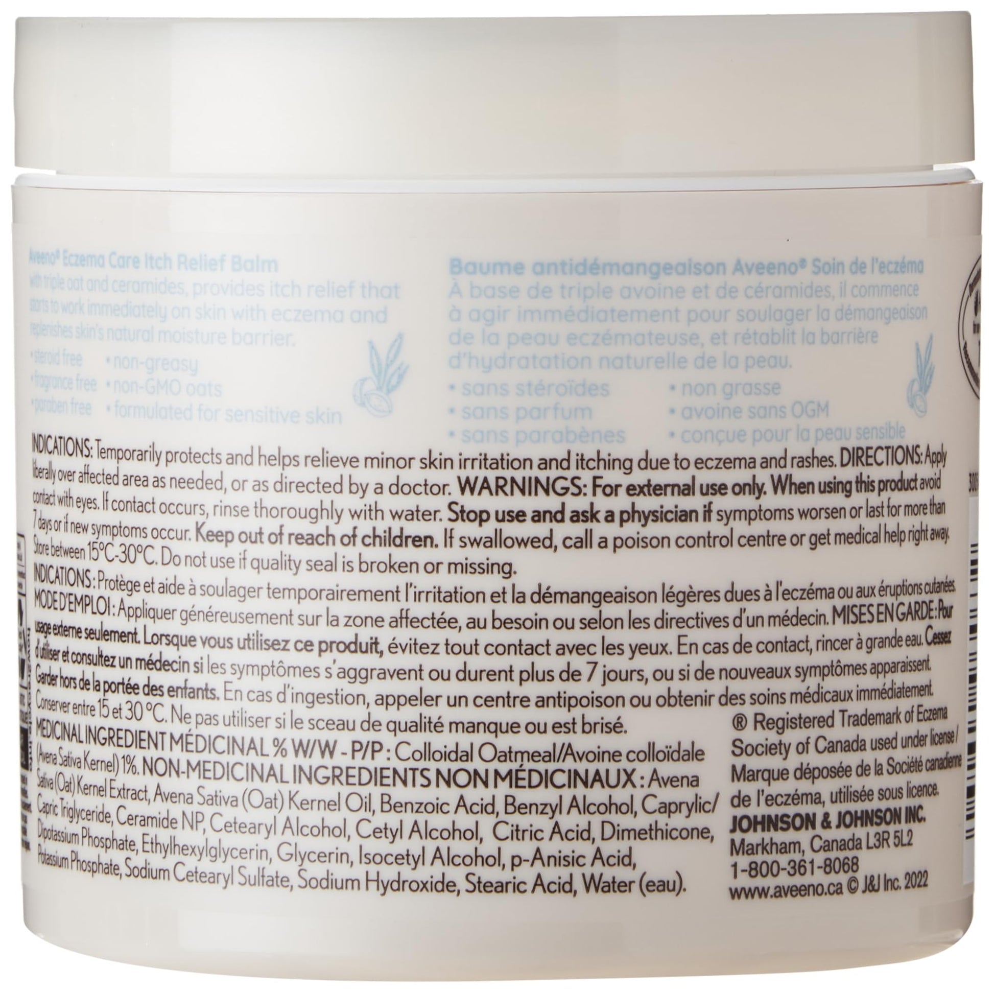 Aveeno Eczema Care Itch Relief Balm, Colloidal Oatmeal Eczema Cream for Instant Itchy Skin Relief, Intense Moisturizing Balm for Sensitive, Eczema-Prone Skin, Steroid- & Fragrance-Free, 311g - Available at All In One Marketplace Canada