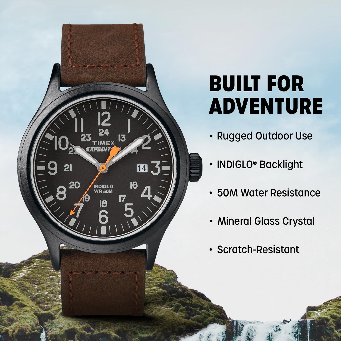 Timex Men's TW4B12500 Expedition Scout 40mm Brown/Black Leather Strap Watch Timex