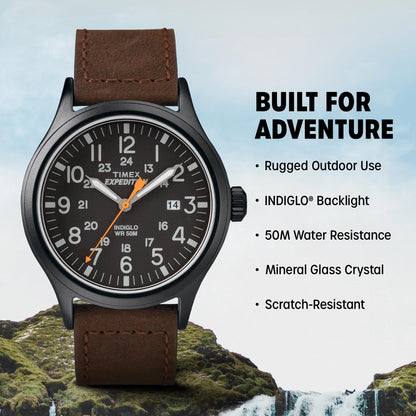 Timex Men's TW4B12500 Expedition Scout 40mm Brown/Black Leather Strap Watch Timex