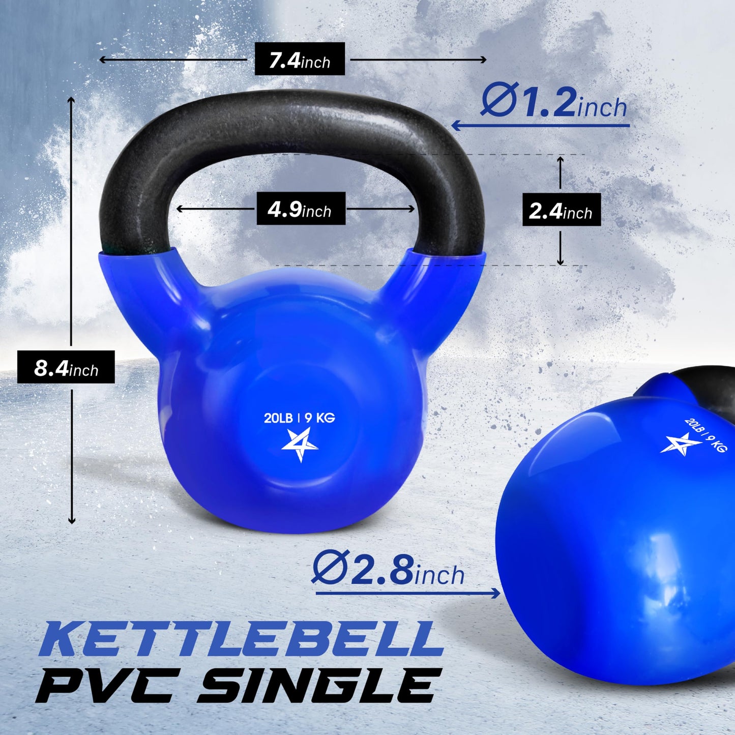 Yes4All Vinyl Coated Kettlebell Weights – Great for Full Body Workout and Strength Training – Vinyl Kettlebell 20 lbs