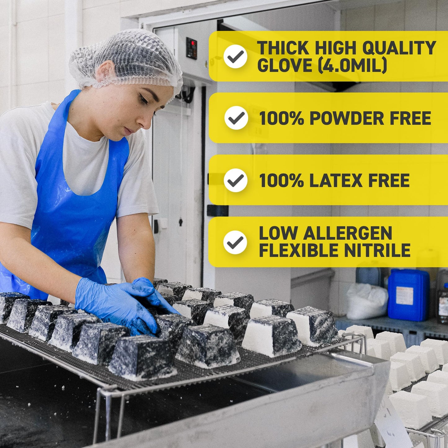 72HRS Blue Nitrile Gloves - 4 Mil Disposable Gloves (200 Pieces, X-Large)