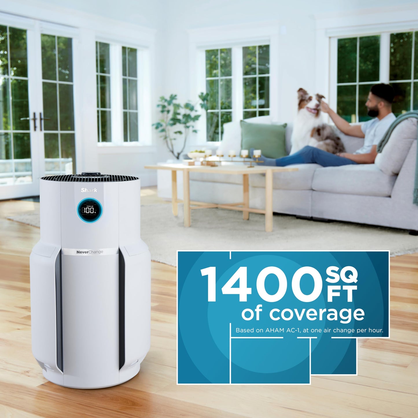 Shark Air Purifier for Home with NeverChange HEPA Air Filter, 1400 sq. ft. for Powerful Multi-Room Purification, 5-Year Filter, Filters Smoke, Captures 99.98% of Particles & Dust, HP302C Shark
