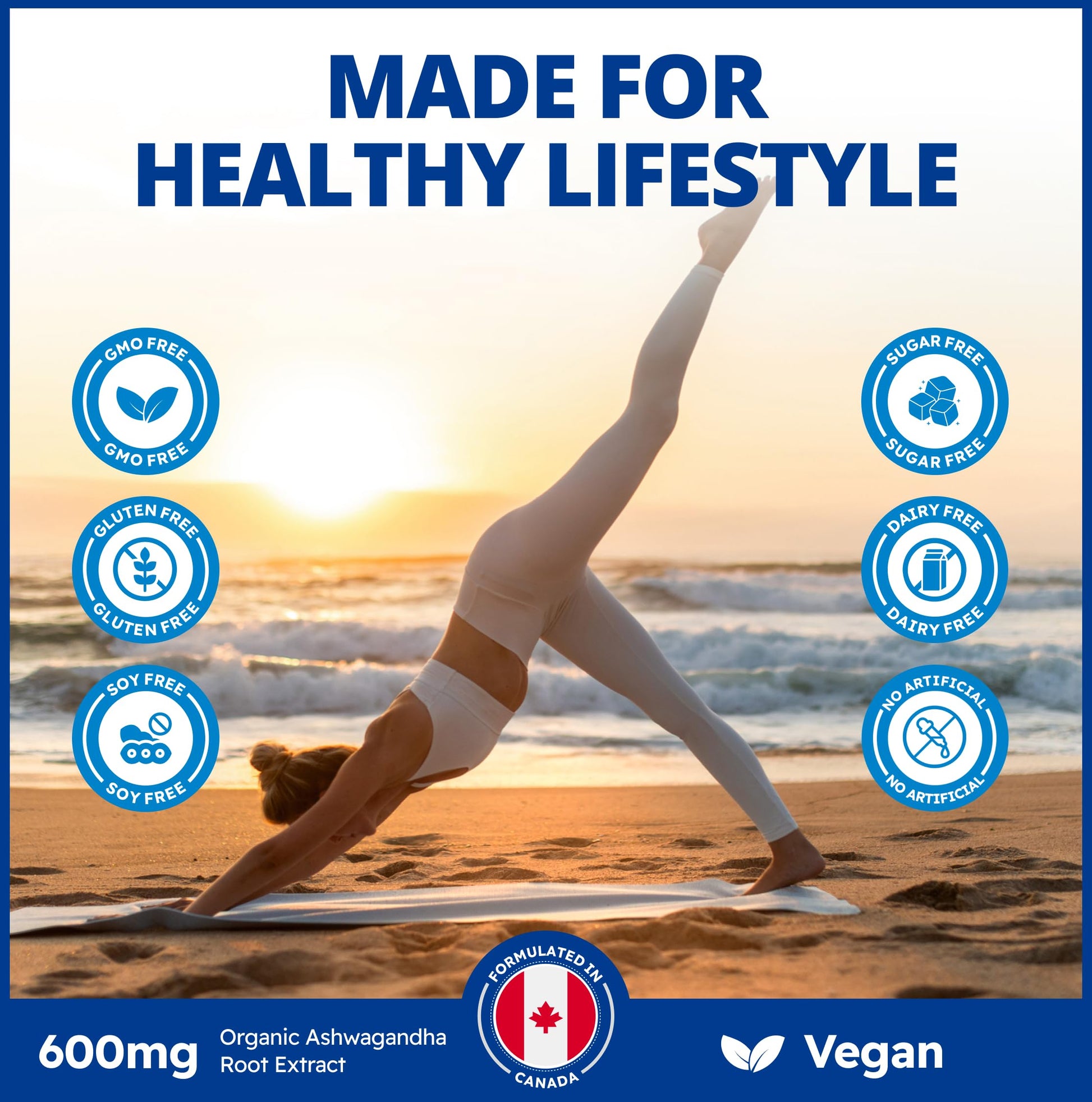 CanPrev Ashwagandha 600mg Vegan 60 Capsules 60-Day Supply - Vegan & Non-GMO - Organic KSM-66 Formula for Enhanced Relaxation & Energy, Sleep Support, Memory Boost - Supplement for Weight Management - Available at All In One Marketplace Canada