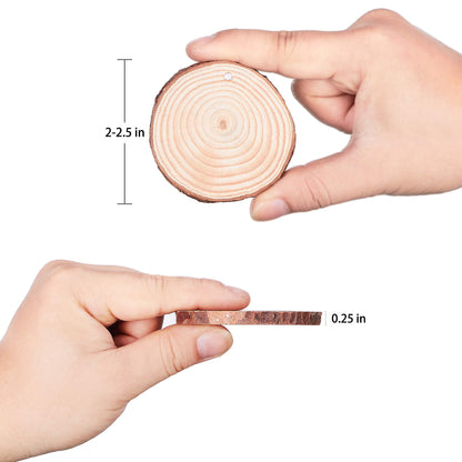 HOHOTIME Natural Wood Slices, 50 PCS 2''-2.4'' Unfinished Predrilled with Hole Wood Discs with Twine, Round Wood Circles DIY Craft Kit for Wedding Decoration Christmas Ornaments 🍁 All In One Marketplace Canada