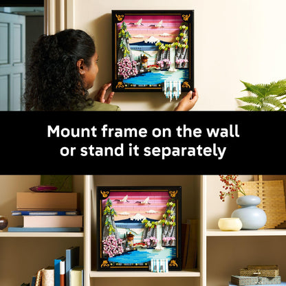 LEGO Art Japanese Cherry Blossom Landscape Building Set for Adults - Room Decoration & Gift for Women & Men, Ages 18+ - Framed Wall Decor, Stand or Hang to Display - 31218 LEGO