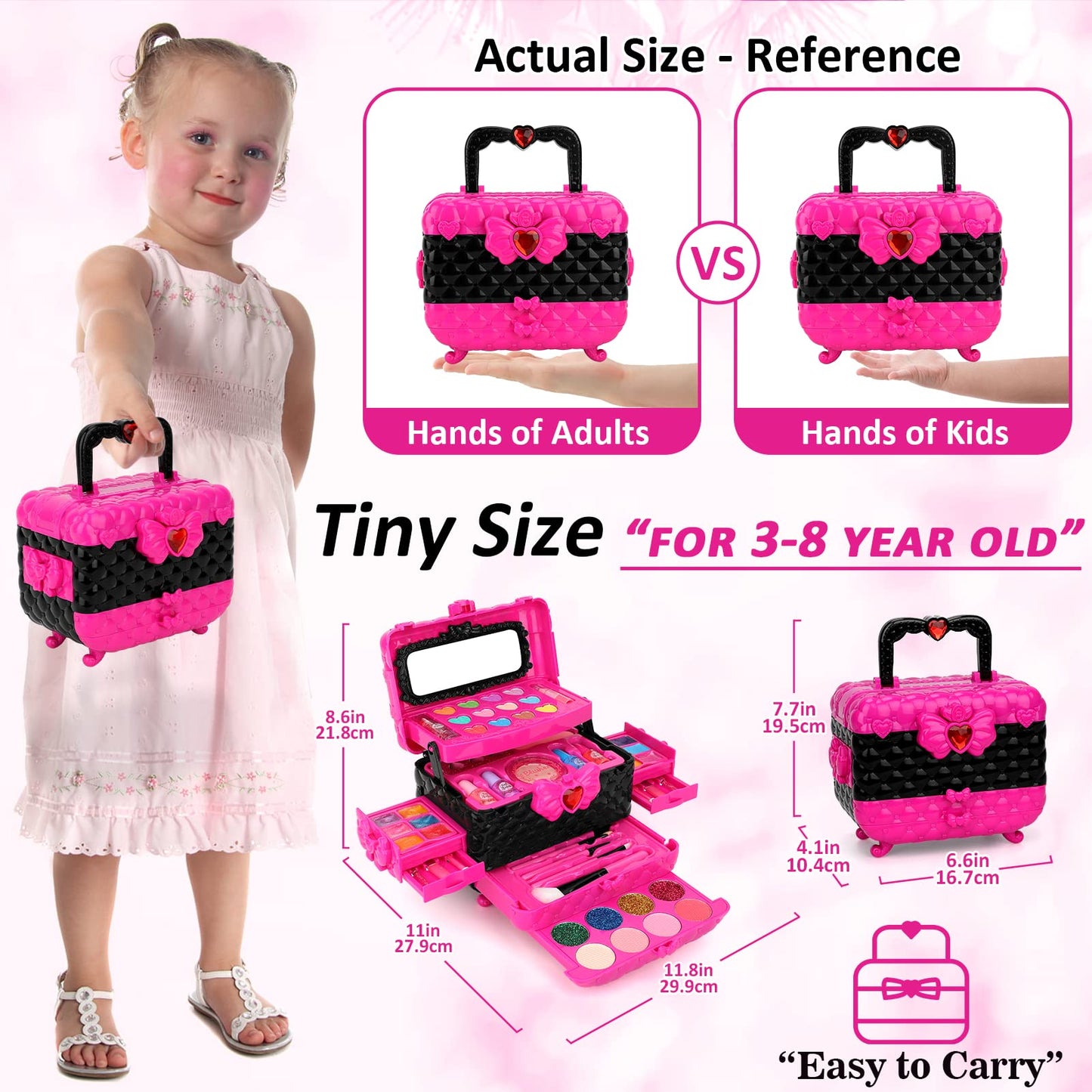 Teensymic Kids Makeup Kit for Girls, 54PCS Washable Makeup Toys, Age 3-13, Princess Theme, Girl Toys, Social Skill, Hand-Eye Coordination - Available at All In One Marketplace Canada