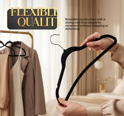Beddora Black Velvet Hangers 50 Pack,Heavy Duty Coat Hanger for Closet - Felt Hangers for Space Saving Clothes Hanger - Pant Hanger for Shirts, Jackets,Dresses,Suit - Available at All In One Marketplace Canada