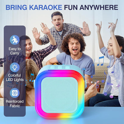 TAEMVV Mini Karaoke Machine for Kids,Portable BT Speaker with 2 Wireless Microphones and LED Light Holiday Birthday Gift Toy for Boys and Girls Teens Over 4,5,6,7,8,9,10,11,12+ Years Old(Blue) 🍁 All In One Marketplace Canada