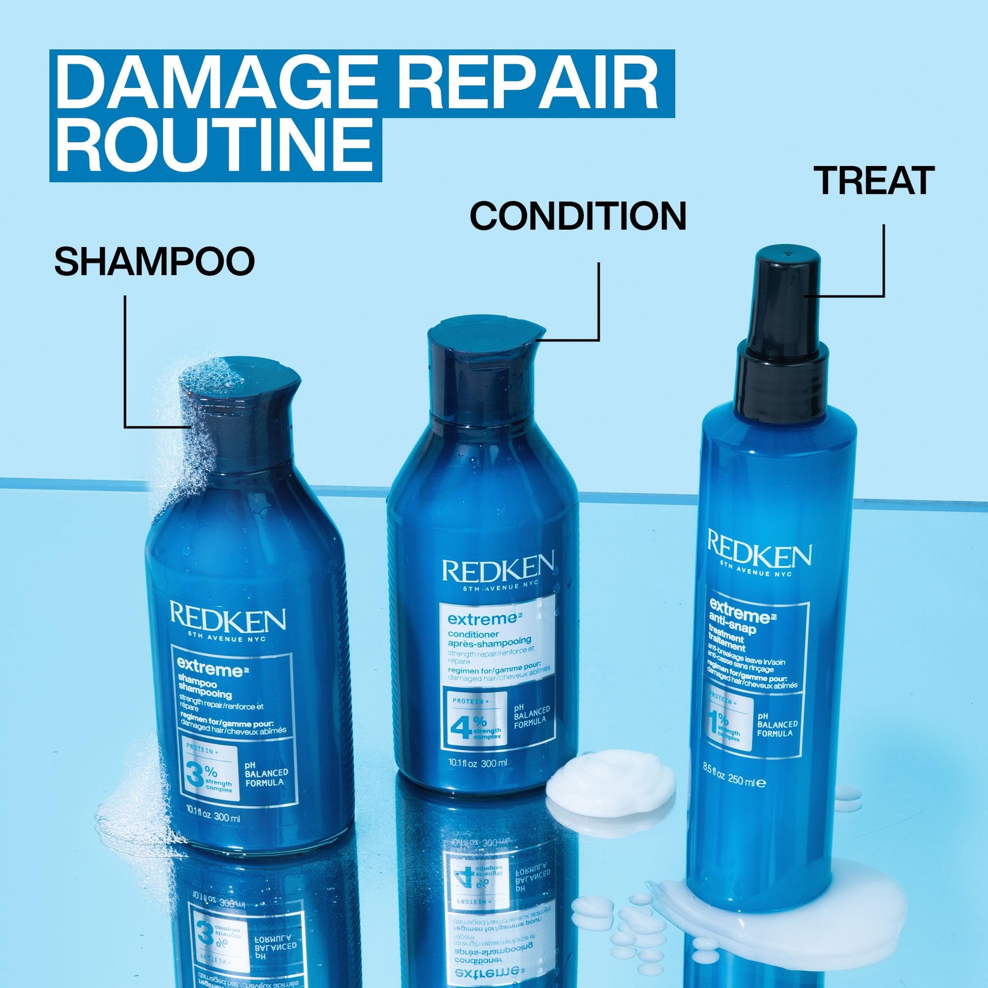Redken Extreme Shampoo For Dry Damaged Hair, Infused With Proteins to Strengthen And Repair, Prevent Breakage, 300ml - Available at All In One Marketplace Canada