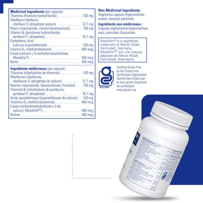 Pure Encapsulations B-Complex Plus - B Vitamins Supplement to Support Neurological Health, Cardiovascular Health & Energy Levels* - With Vitamin B12 & More - 120 Capsules - Available at All In One Marketplace Canada