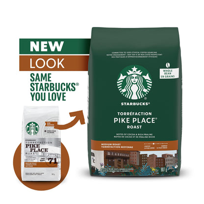 Starbucks Pike Place Medium Roast Whole Bean Coffee, 907g