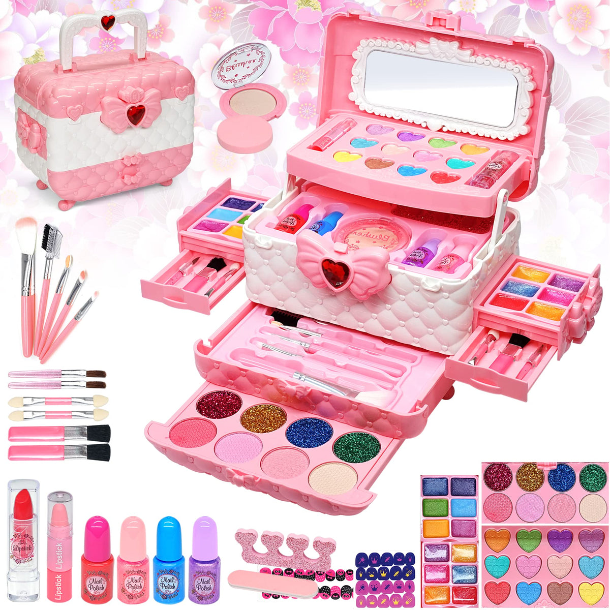 Kids Makeup Kit Toys for Girls - Kids Toys Washable Real Girls Make Up Set Princess Little Girl Makeup,Children Pretend Play Makeup Set Toddler Girls Toys for Age 3-12 Christmas Birthday Gifts 🍁 All In One Marketplace Canada