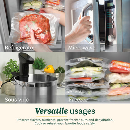 Cuisinart Universal Vacuum Food Saver Sealer Bags 2-Pack 8" x 20ft. Rolls (VSB-82C) BPA Free, Microwave & Freezer Safe , white 🍁 All In One Marketplace Canada Cuisinart