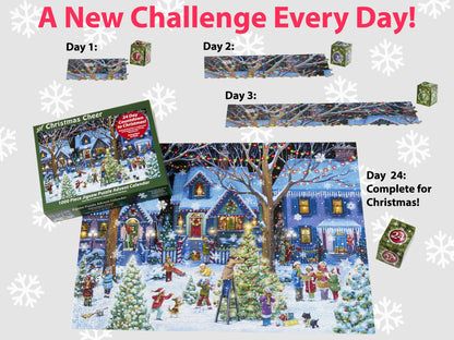 Christmas Cheer Jigsaw Puzzle Advent Calendar 1000 Pieces by Vermont Christmas Company - 24 Puzzle Sections to Complete - Count Down to Christmas Each Day in December 🍁 All In One Marketplace Canada