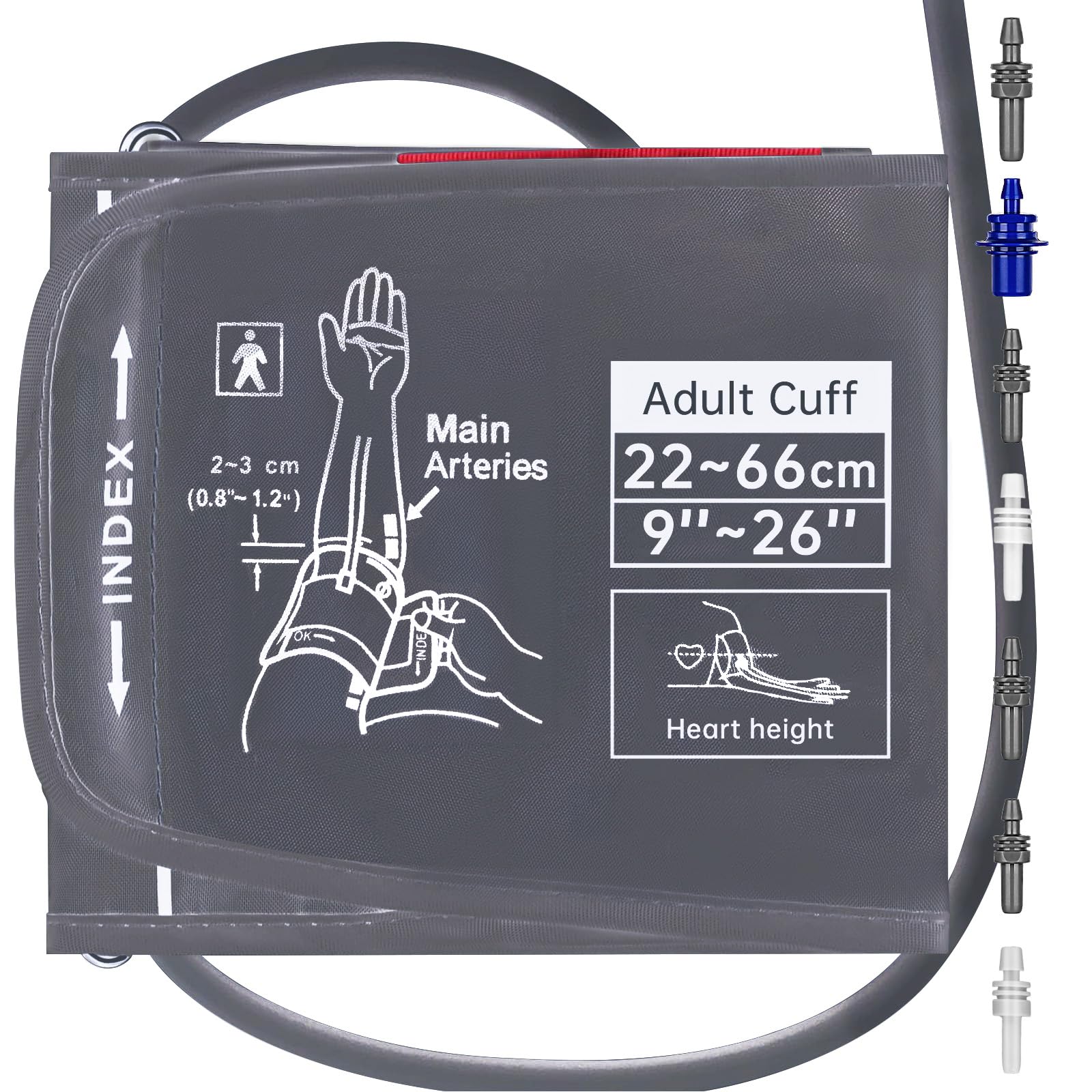 Alcarefam Extra Large Blood Pressure Cuff, 22-66cm XXL Cuff for Big Arms, Replacement Adult Cuff Compatible with Omron BP Monitors, 7 Connectors - Available at All In One Marketplace Canada