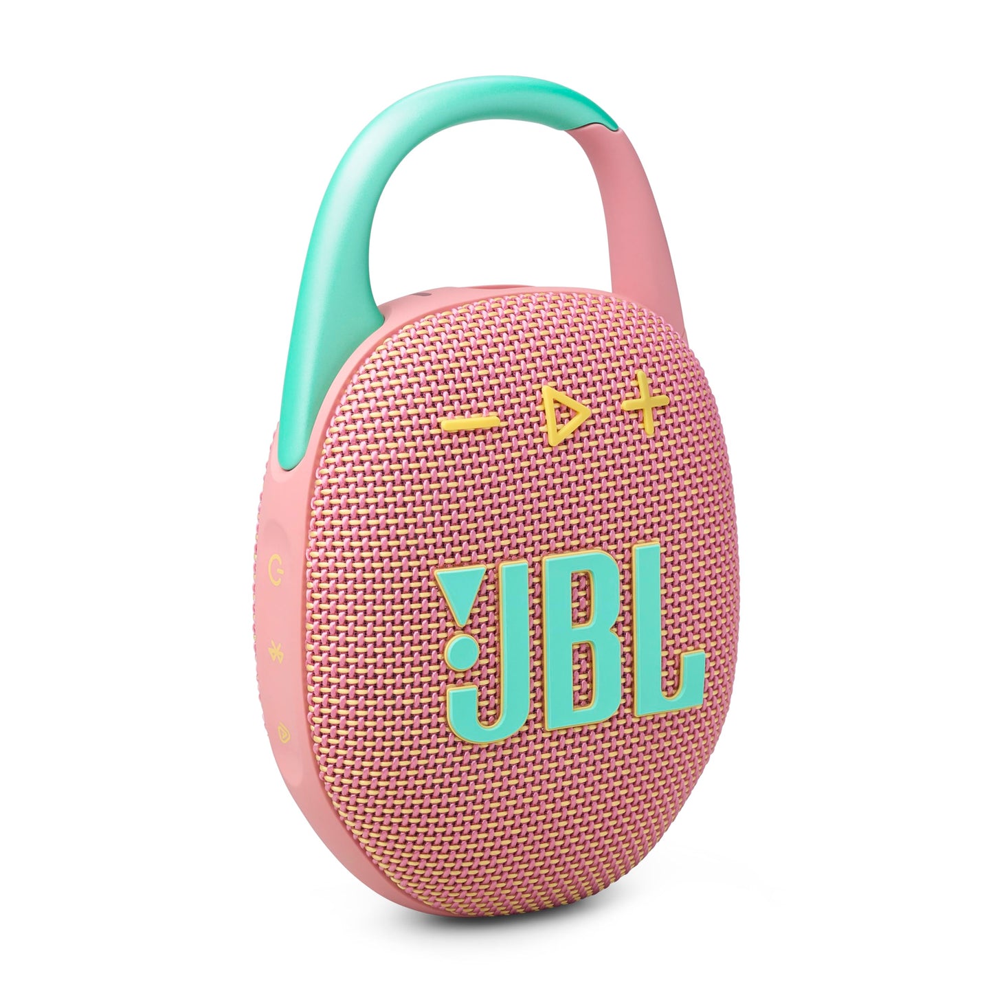 JBL Clip 5 - Ultra-Portable, Waterproof & Dustproof Bluetooth Speaker, Big Pro Sound with Punchy bass, Integrated Carabiner, Up to 12 Hours of Play, Made in Part with Recycled Materials (Pink)