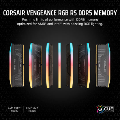 CORSAIR Vengeance RGB RS DDR5 RAM 32GB (2x16GB) Up to 6000MHz CL36-44-44-96 1.35V AMD Expo Intel XMP Computer Desktop Memory – Gray (CMG32GX5M2E6000Z36) Corsair