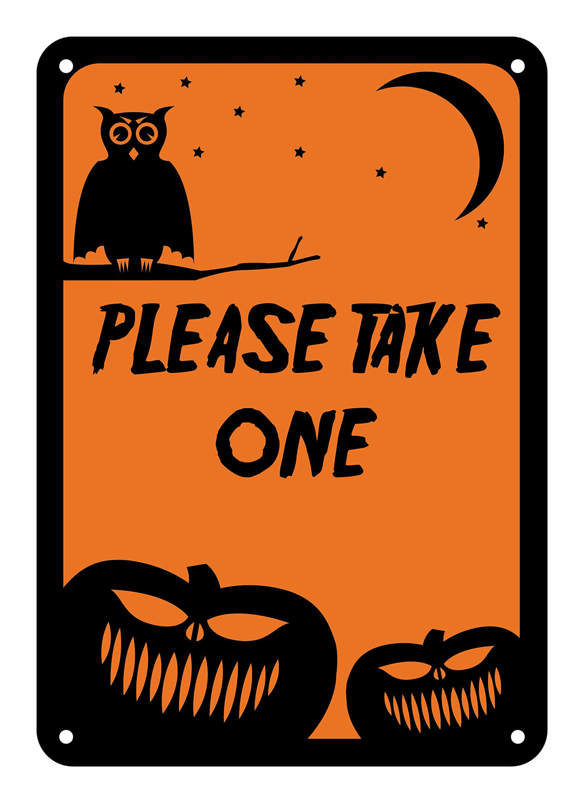 Panneau d'Halloween réfléchissant en aluminium « Veuillez vous servir » 10 po x 14 po (HW-0367-RA)
