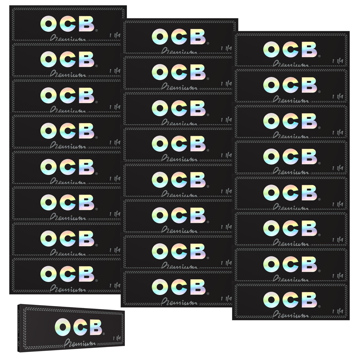 OCB Premium Black Rolling Papers 1 1/4 (44mm x 77mm) - 25 packs of 50 papers