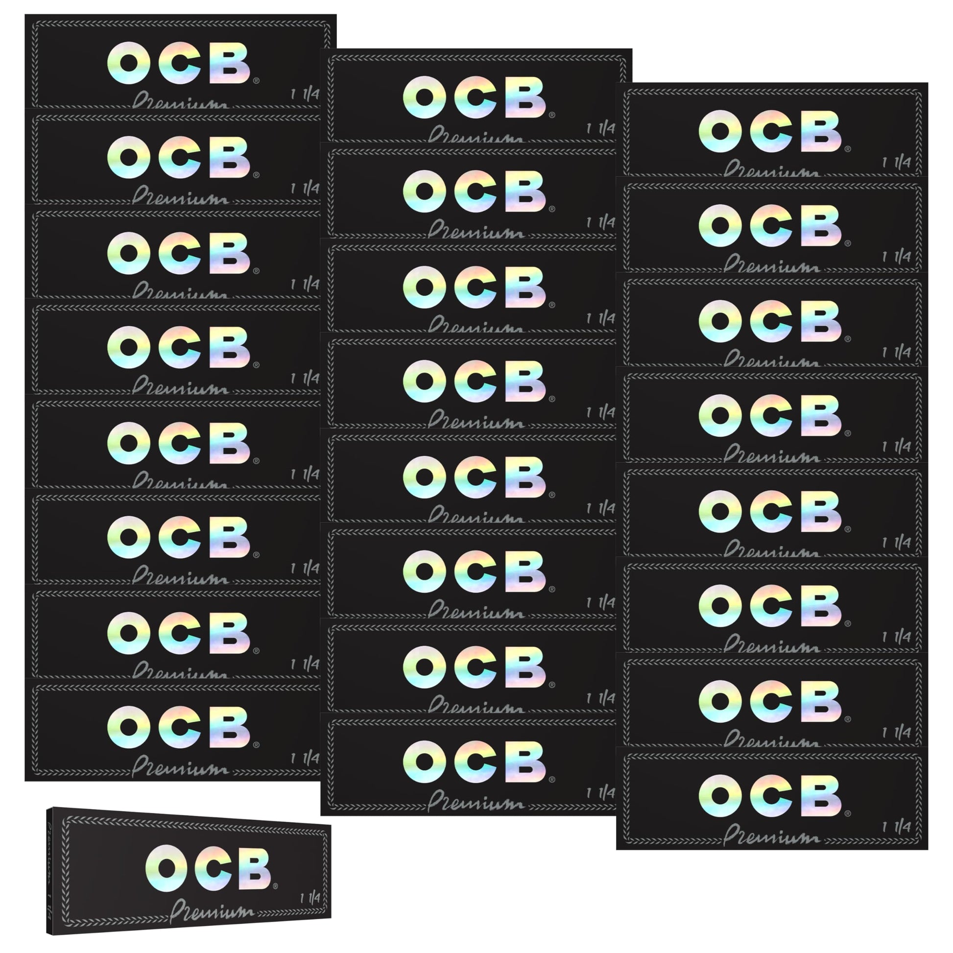 OCB Premium Black Rolling Papers 1 1/4 (44mm x 77mm) - 25 packs of 50 papers