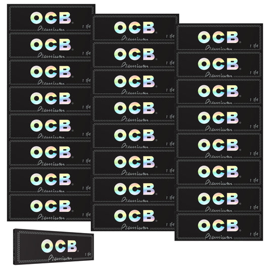 OCB Premium Black Rolling Papers 1 1/4 (44mm x 77mm) - 25 packs of 50 papers