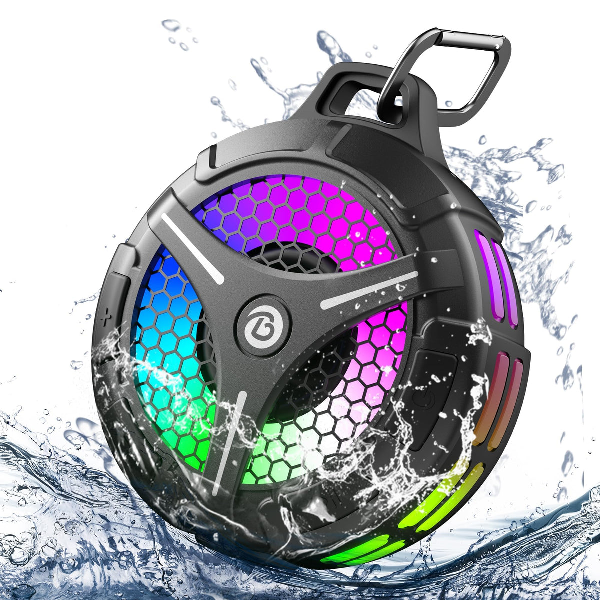 bondidea Bluetooth Shower Speaker, Suction Cup, Small Portable Wireless IPX7 Waterproof Outdoor Speakers, 15W Loud Stereo Sound Deep Bass, TWS Pairs, 6 Mode RGB Lights, All Ages Gift for Christmas 🍁 All In One Marketplace Canada