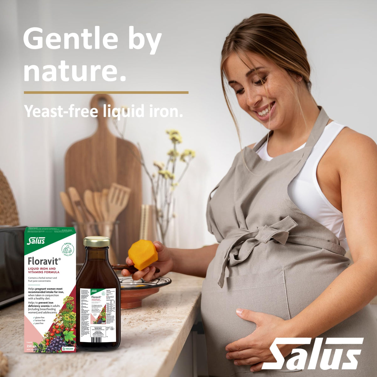 Salus Liquid Iron Supplement, Yeast Free, Gentle Iron, B Vitamins, 250 ml