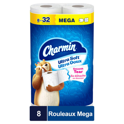 Charmin Toilet Paper Ultra Soft, 24 Mega Rolls = 96 Regular Rolls