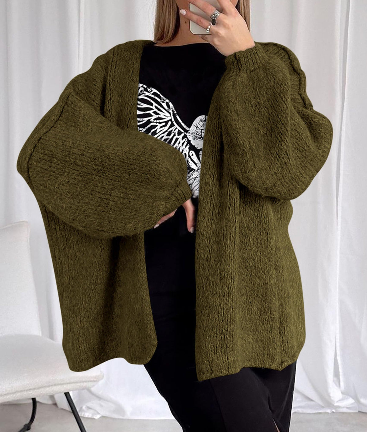 PRETTYGARDEN Womens Open Front Oversized Cardigan Sweaters Army Green 🍁 All In One Marketplace Canada