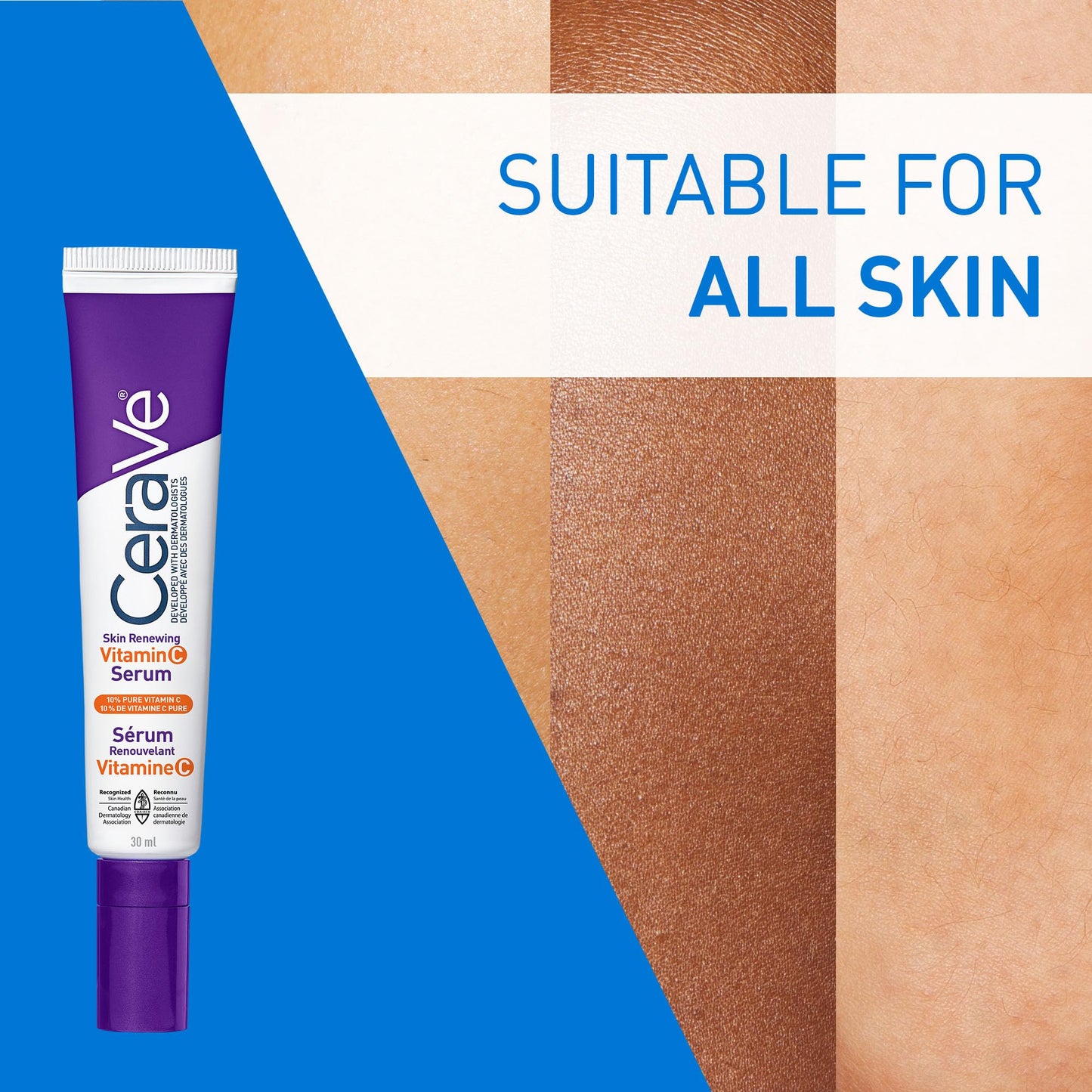 CeraVe Vitamin C Serum with Hyaluronic Acid, Ceramides & Vitamin B5, Skin Renewing 10% Pure Vitamin C Serum for Face, Reduces the Look of Dark Spots, Fragrance Free, Developed with Dermatologists, 30mL - Available at All In One Marketplace Canada
