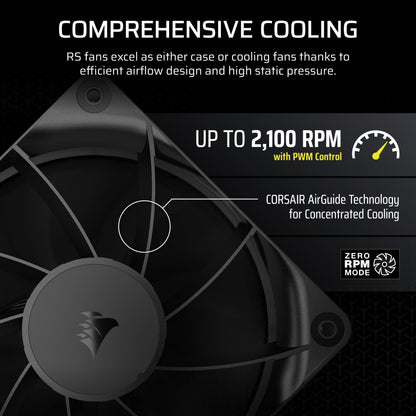 CORSAIR RS120 120mm PWM Fans – Daisy-Chain Connection – Low-Noise – Magnetic Dome Bearing – Triple Pack – Black 🍁 All In One Marketplace Canada