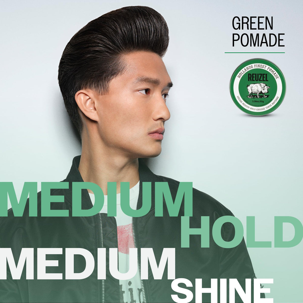 Reuzel Green Grease Pomade For Men Oil Based Medium Hold Natural Shine, Pliable Styling for Normal to Thick Hair, Barber Quality, With Tea Tree, Apple Peppermint Scent 95g 🍁 All In One Marketplace Canada