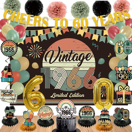 Vintage 47Pcs 60th Birthday Decorations for Men & Women, Pre-Assembled Set. 🍁 All In One Marketplace Canada