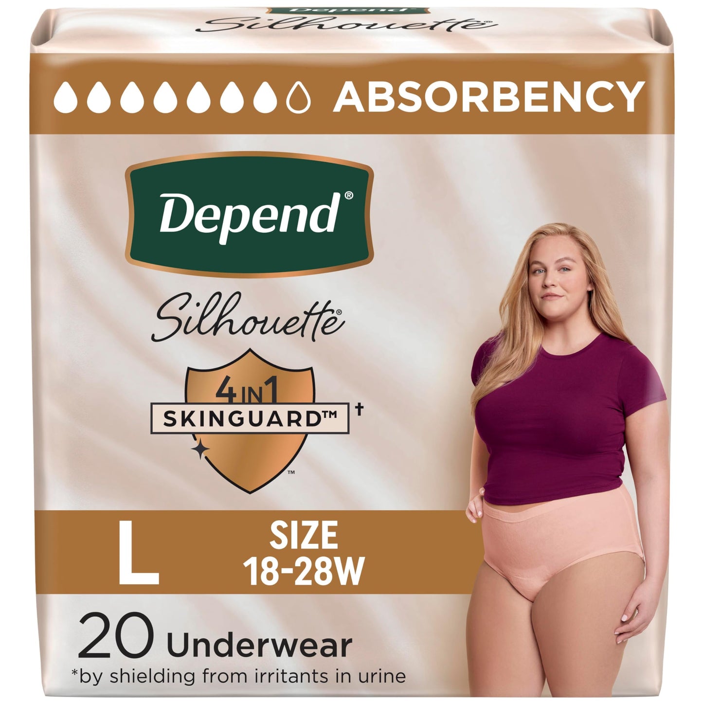 Depend Silhouette Incontinence Underwear for Women, Large, Pink, 20 Count Depend