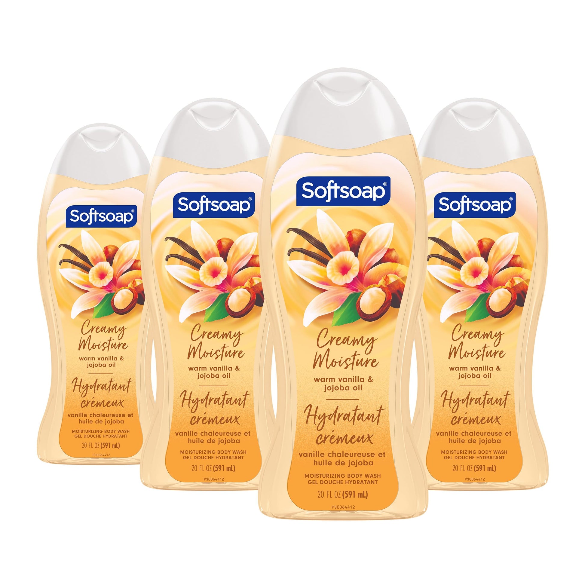 Softsoap Exfoliating Body Wash Scrub with Vanilla and Jojoba Oil, 591 mL 4 Pack – Hydrating, Moisturizing, Gentle Exfoliation for Soft, Smooth Skin – Dermatologist Tested, Biodegradable Natural Body Wash Softsoap