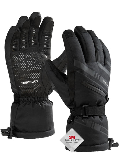 TRENDOUX Winter Gloves Men Women Cold Weather Ski Thermal Mens Gloves Man with Thermohandz Warming Hot Lining Grip Silicone for Motorcycle Adult Skiing Driving Biking Riding Skating - Black L 🍁 All In One Marketplace Canada