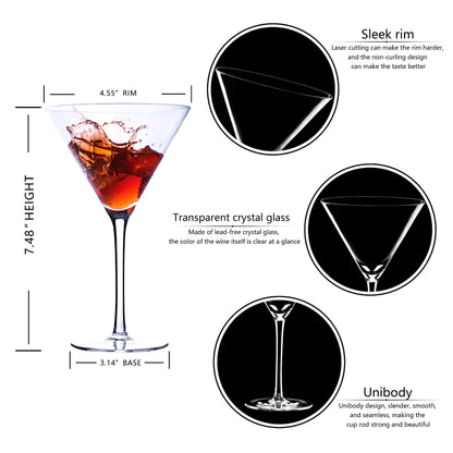 Handblown Crystal Martini Glasses Set of 4-9.5 oz Coupe Glass Set with Stem - Elegant Cocktail Glasses for Bar, Margarita, Cosmopolitan, Manhattan, Gimlet - Unique Gift for Christmas 🍁 All In One Marketplace Canada