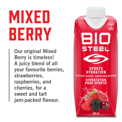 BioSteel Electrolyte Sports Drink, Mixed Berry, 12-Pack, Zero Sugar BioSteel Sports