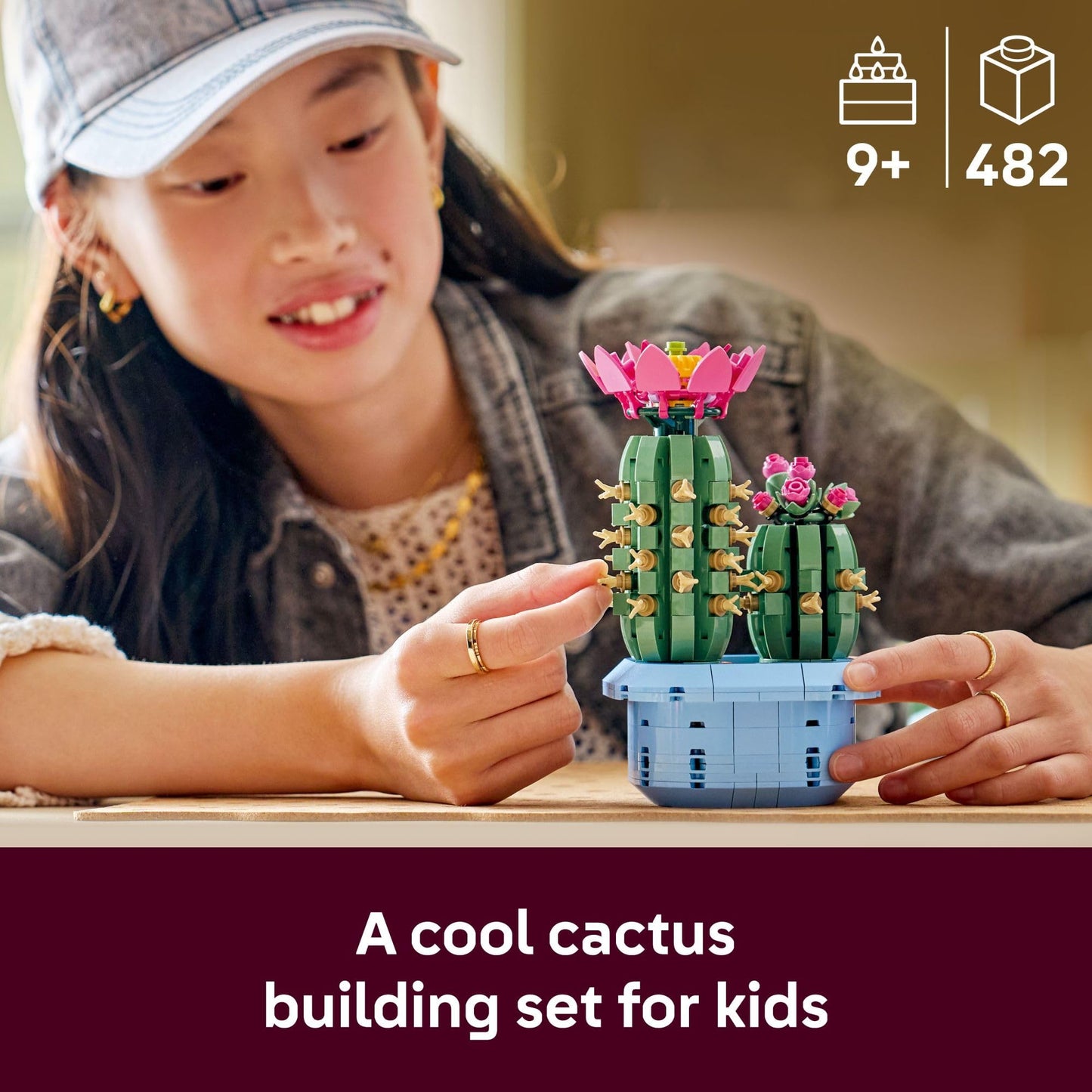 LEGO Botanicals Flowering Cactus Building Toy - Crafting Kit for Girls & Boys, Ages 9+ - Cactus Room Decor for Display for Bedroom or Book Shelf - Gift Idea for Birthdays - 11509