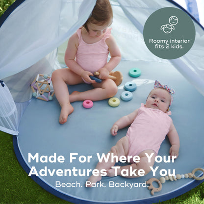 Babymoov Anti-UV Baby & Toddler Beach Tent, Pop-Up Sun Shade Shelter with UPF 50+ Protection, Portable Outdoor Canopy, Ventilated Shade, Floor Mat & Carry Bag, Marine Babymoov