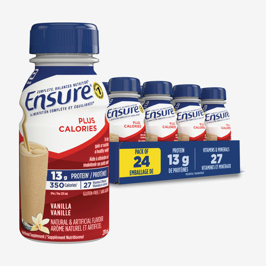 Ensure Plus Calories, Nutritional Supplement Shake Value Pack, To Help With Healthy Weight Gain Or Maintenance, Vanilla, 24 x 235-mL Bottles - Available at All In One Marketplace Canada