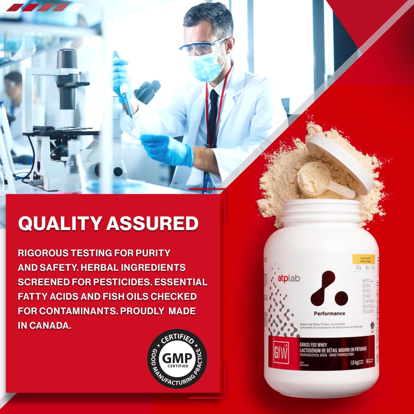 ATP LAB Grass Fed Whey Protein Concentrate - Organic Dark Chocolate - 1.8kg (47 Servings)