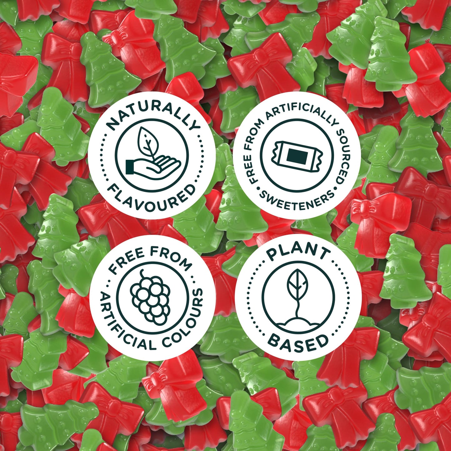 SmartSweets Merry Mix Holiday Gummies – 50g x 14 Pack | Low Sugar, Plant-Based, Gluten-Free Festive Candy