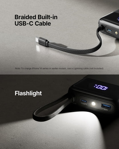 INIU 20000mAh Power Bank, Small 45W PD Fast Charging Portable Charger with Built-in USB C Cable, Flight-Safe Travel External Phone Battery Pack for iPhone 17 16 Pro Max Samsung S25 S26 Google iPad etc - Available at All In One Marketplace Canada