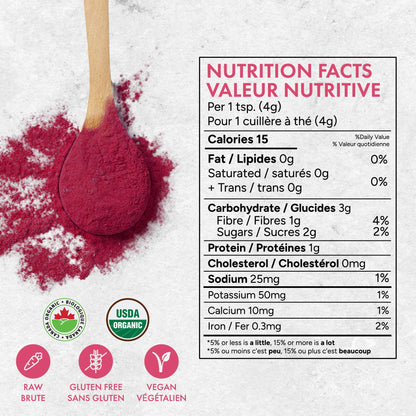 Rootalive Organic Beetroot Powder 454g (1lb) – Raw, Organic, Gluten-Free, Vegan, Ideal for Smoothies, Juice, Baking, Sauces & Natural Food Colour - Available at All In One Marketplace Canada