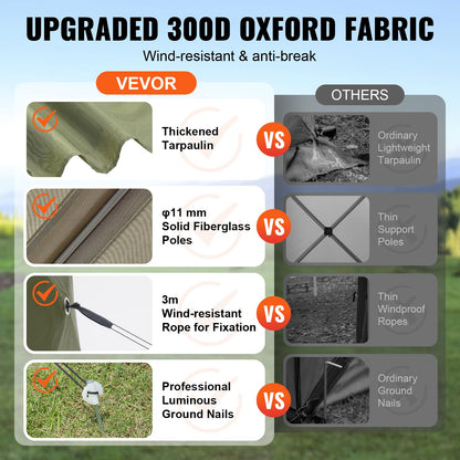 VEVOR Pop Up Gazebo Tent, Pop-Up Screen Tent 6 Sided Canopy Sun Shelter with 6 Removable Privacy Wind Cloths & Mesh Windows, 10x10FT Quick Set Screen with Mosquito Netting, Army Green 🍁 All In One Marketplace Canada