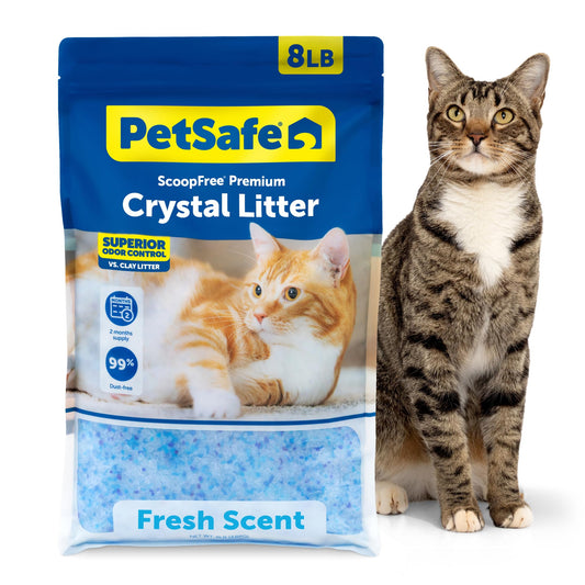 ScoopFree Premium Fresh Scent Crystal Litter, Superior Odor Control, Absorbs 5X Faster, Low Tracking for Less Mess, Lasts up to 2 Months, Lightly Scented (8 lb Bag)