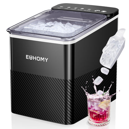 EUHOMY Countertop Ice Maker, 26.5 lbs/24H Portable Ice Machine with Ice Scoop & Basket, Fast 6-10 Mins Ice Making, 2 Ice Sizes, Ideal for Home, Kitchen, RV, Party EUHOMY