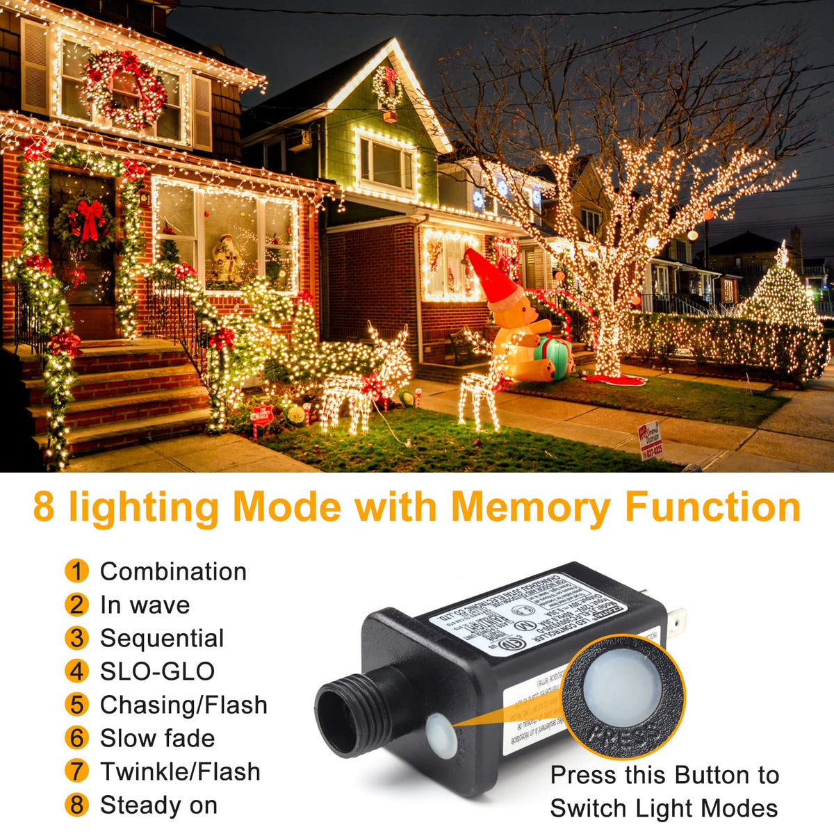 105FT 300 LED Christmas Lights Outdoor (Warm White) 🍁 All In One Marketplace Canada
