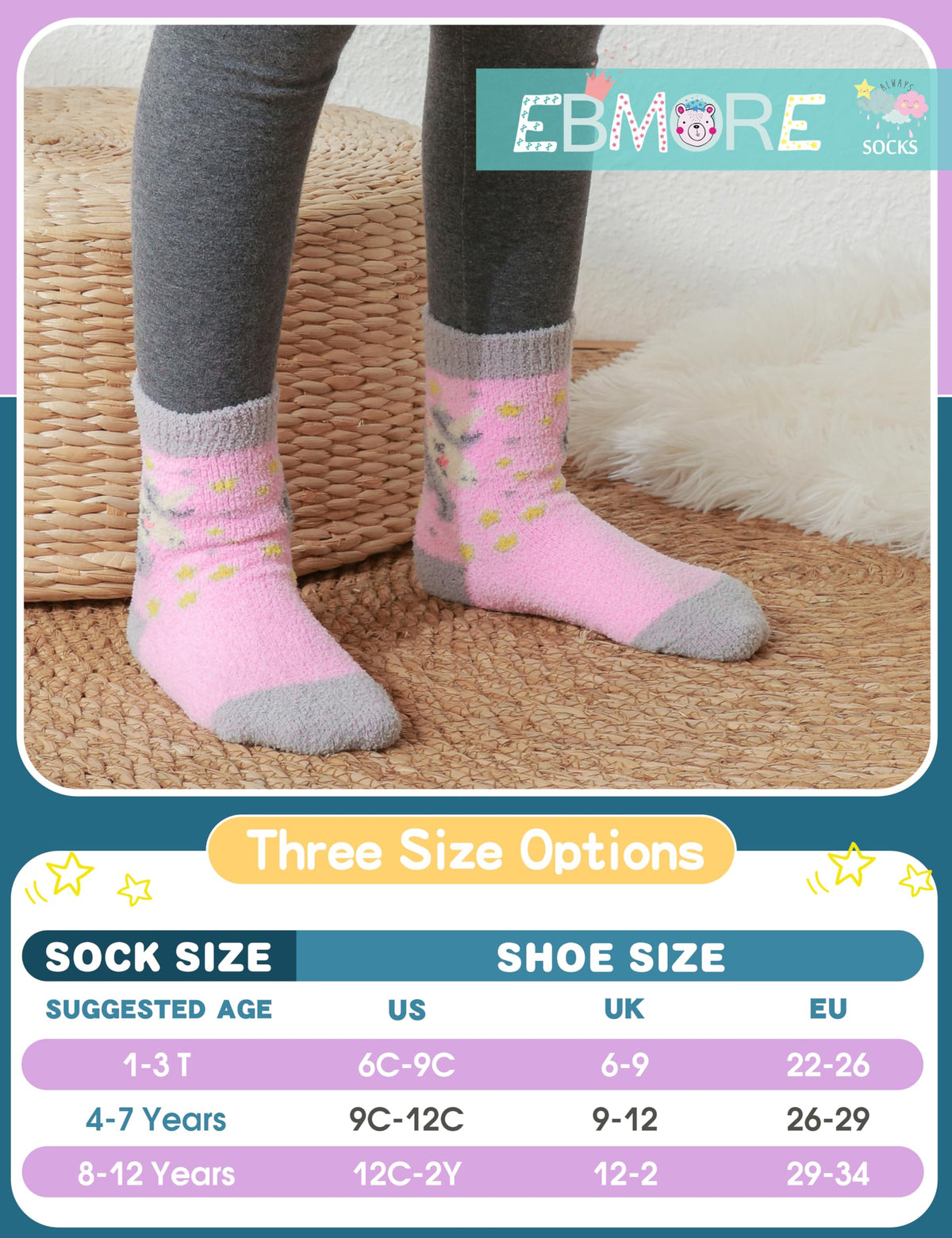 Girls Kids Toddler Fuzzy Slipper Socks Grips Non Slip Socks Winter Warm Fluffy Thick Crew Hosptial Comfy Sherpa Fleece Gripper Gift Socks Christmas Stocking Stuffers 6 Pairs(Pink Unicorn,4-7 Y) 🍁 All In One Marketplace Canada